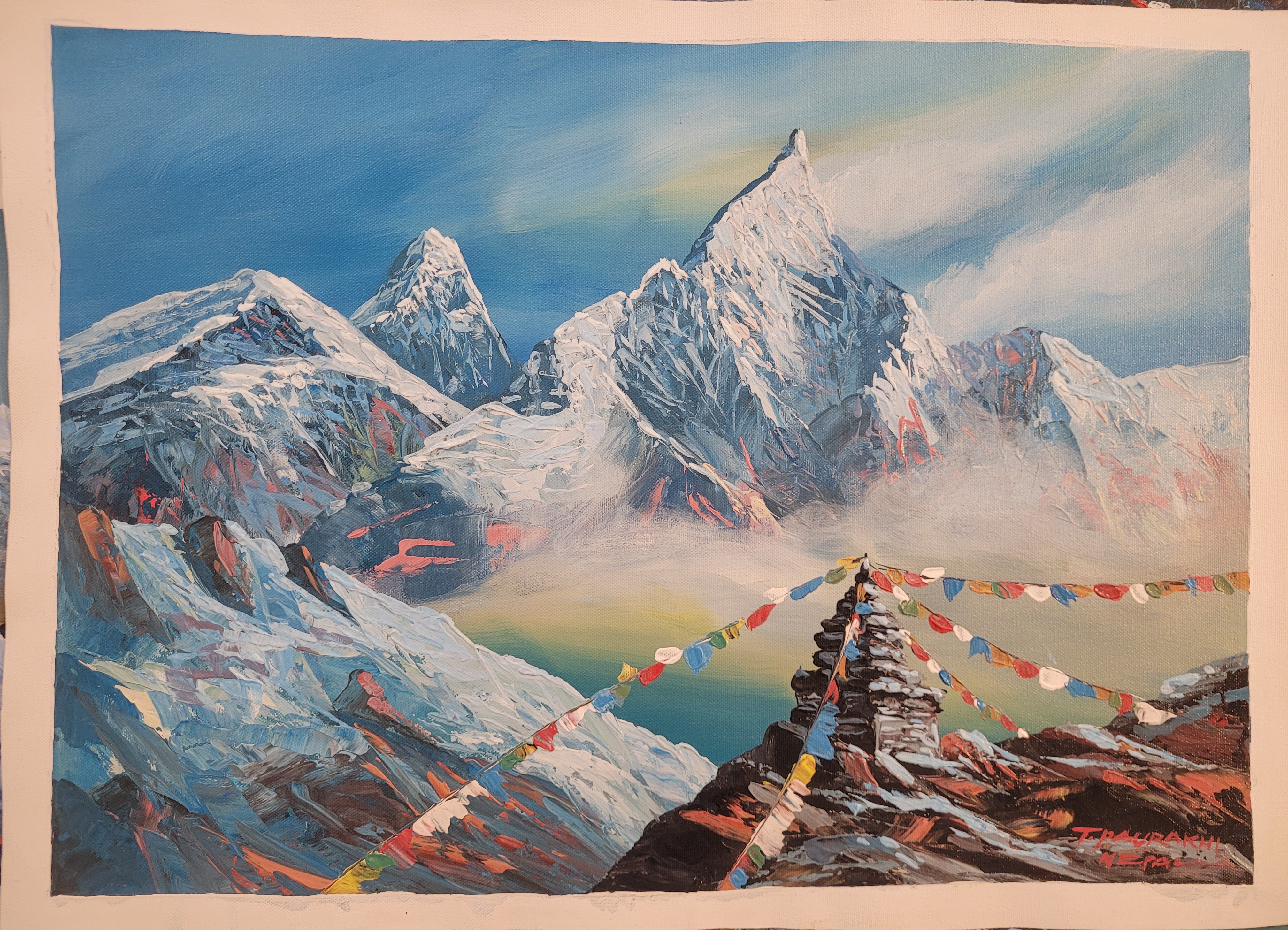 Nupse and Everest Oil Painting